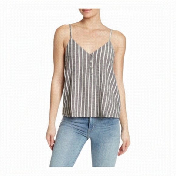 Tops - Abound Stripes Linen Blend Tank Top Size XXL